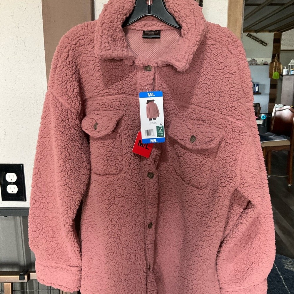 32 Degrees Dusty Rose Teddy Sherpa Jacket